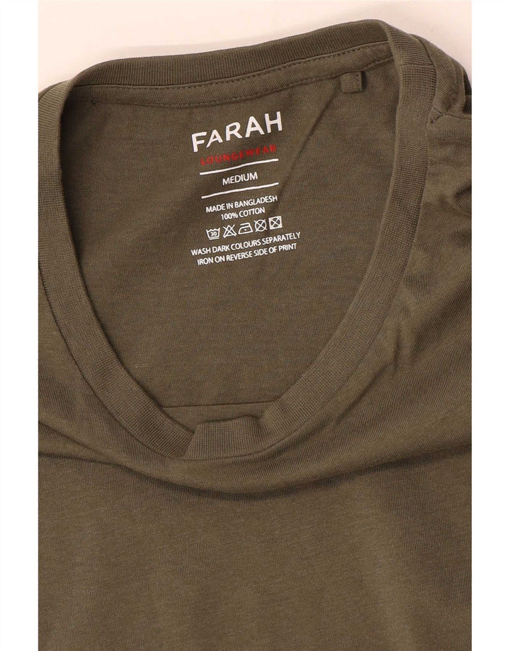 Camiseta masculina Farah Top médio de algodão cáqui