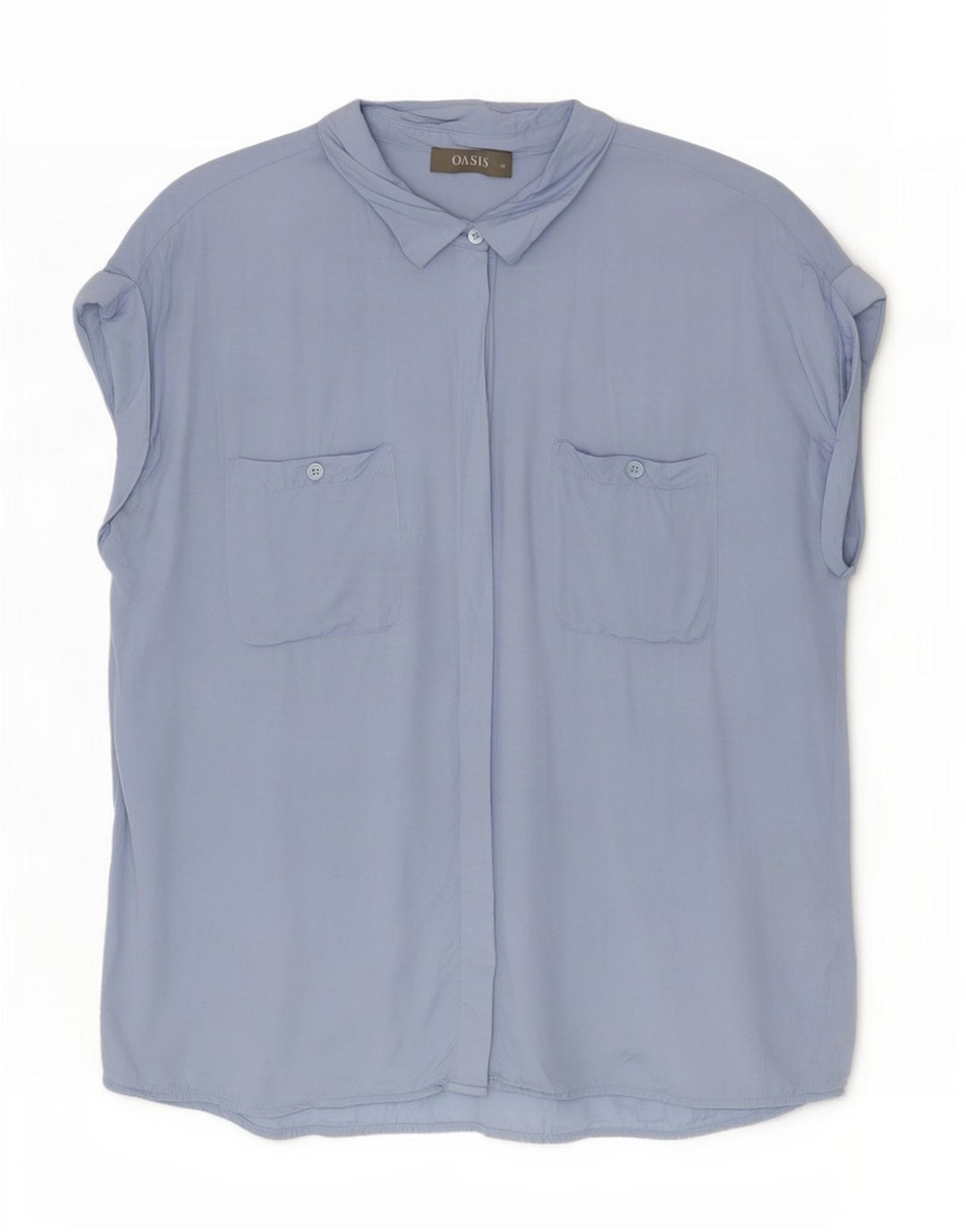 Blusa feminina sem mangas Oasis Reino Unido 14 grande viscose azul
