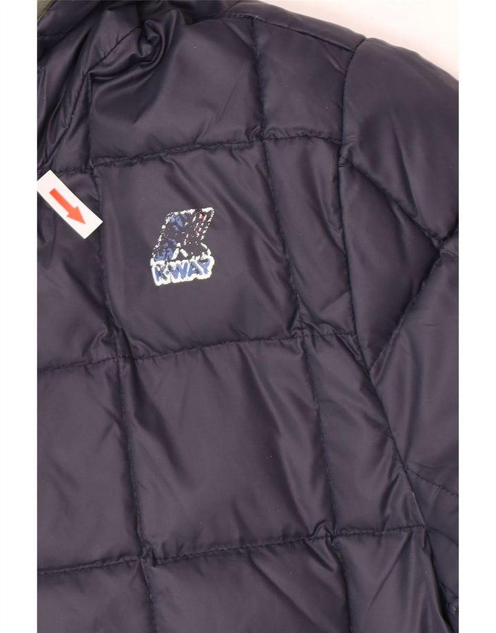 Jaqueta masculina acolchoada reversível com capuz K-Way UK 38 poliamida verde médio
