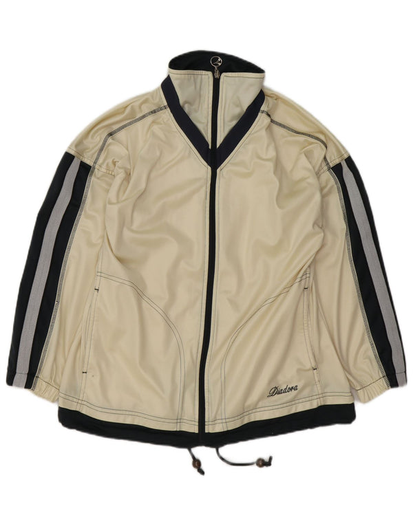 Diadora Mens Loose Fit Tracksuit Top Jacket UK 34 XS Off White Colourblock