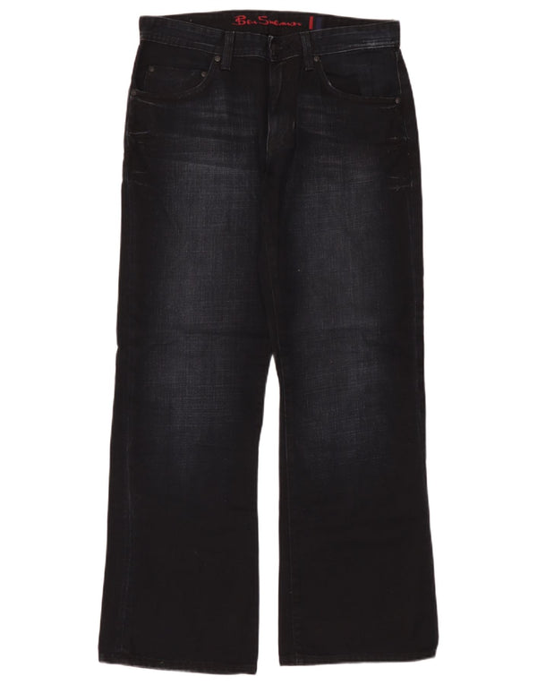 Ben Sherman Mens Bootcut Jeans W32 L30 Azul Marinho Algodão