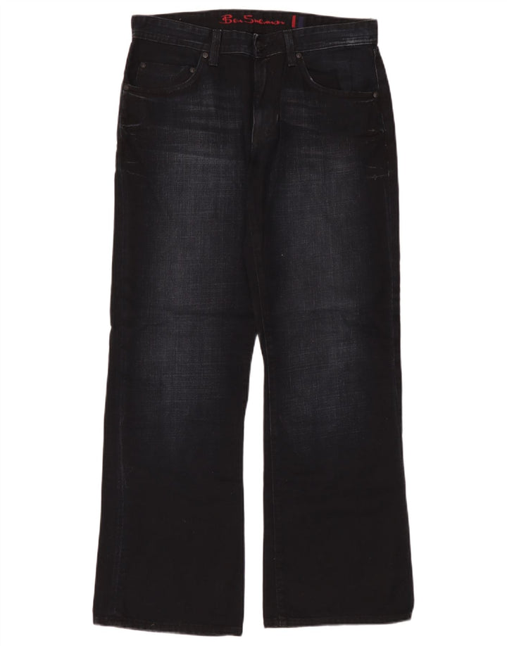 Ben Sherman Mens Bootcut Jeans W32 L30 Azul Marinho Algodão