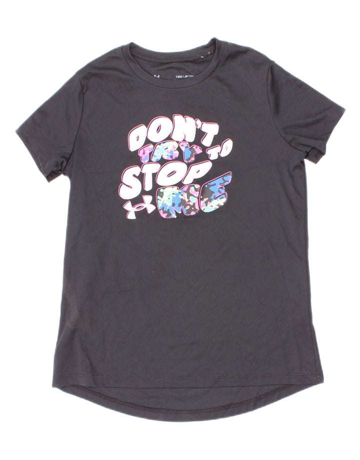 Camiseta gráfica Under Armour Boys 7-8 anos pequeno poliéster cinza