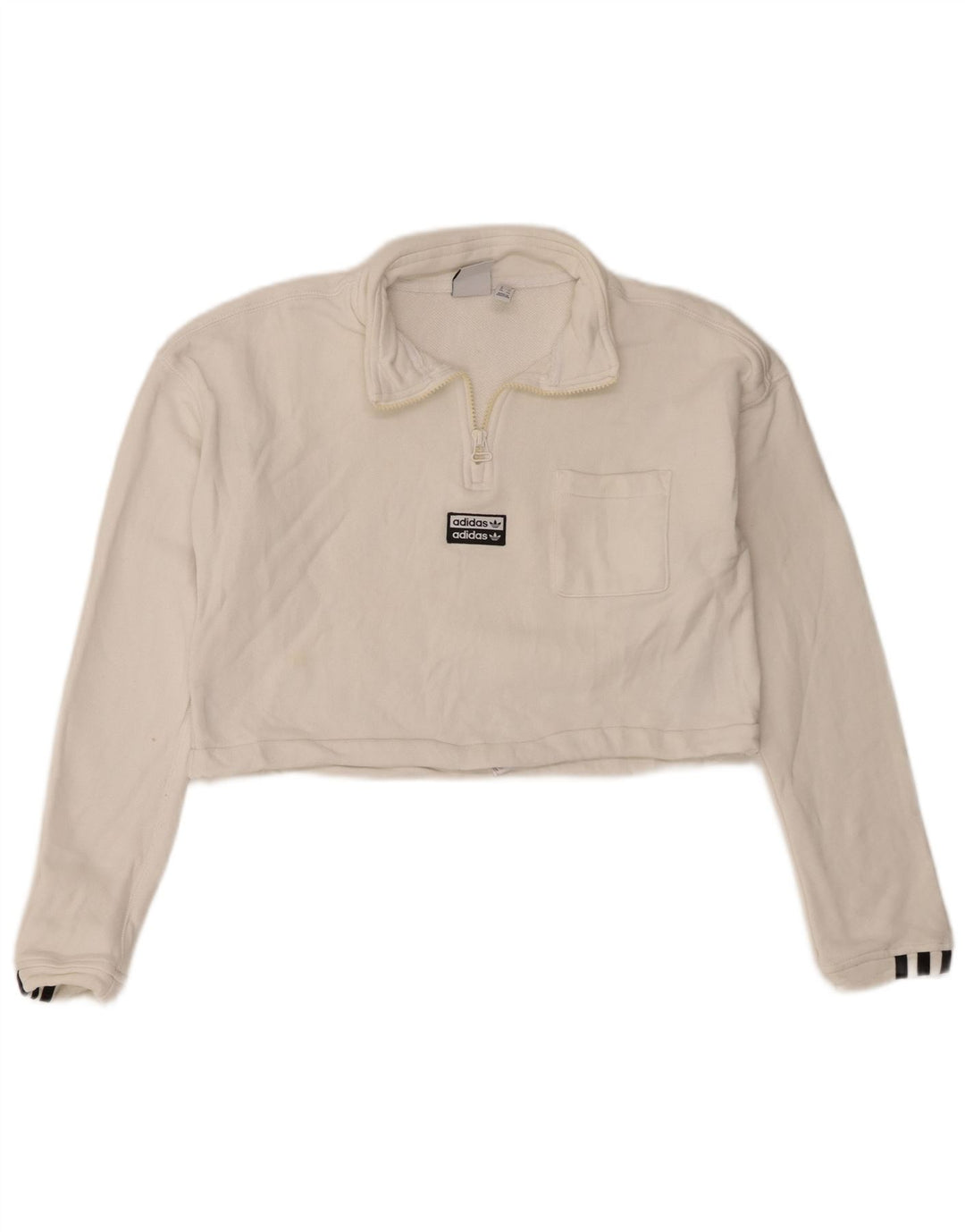 Adidas feminino oversized colheita zip pescoço moletom jumper reino unido 8 pequeno branco