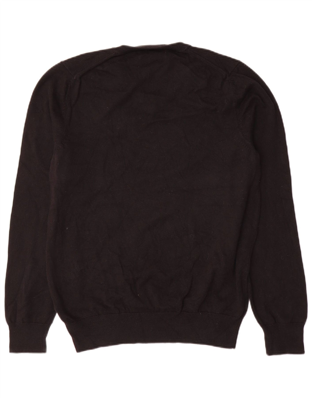 Suéter masculino Marks & Spencer com decote em V, algodão preto médio