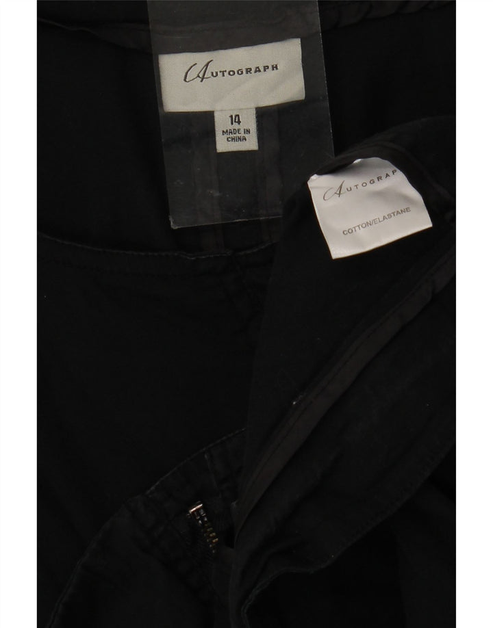 Jaqueta bomber feminina Autograph manga 3/4 Reino Unido 14 grande algodão preto