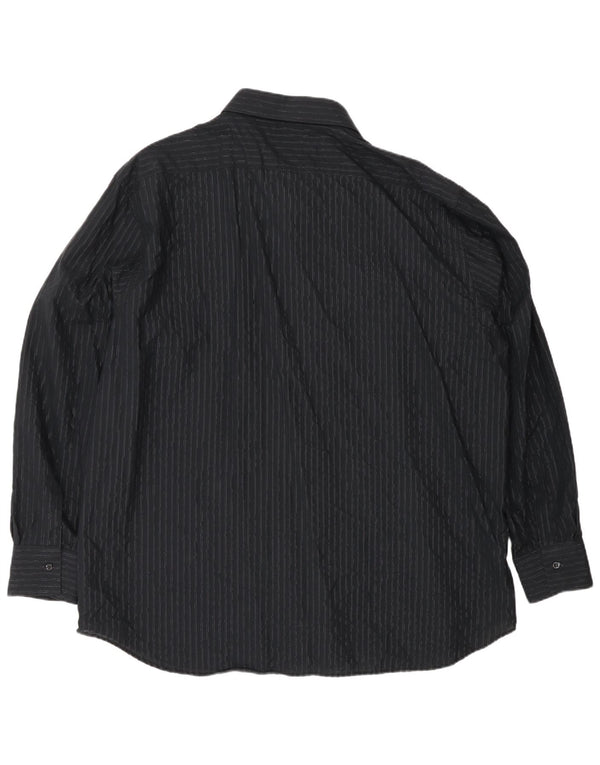 Camisa masculina Roccobarocco tamanho 49 2XL algodão listrado preto clássico