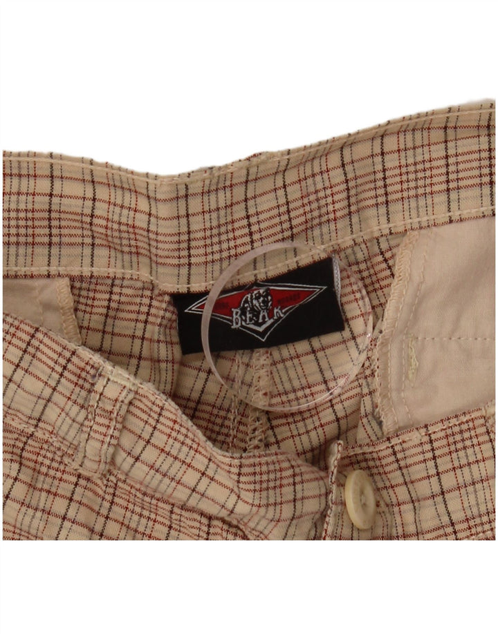 BEAR Mens Chino Shorts W38 XL Algodão Xadrez Bege