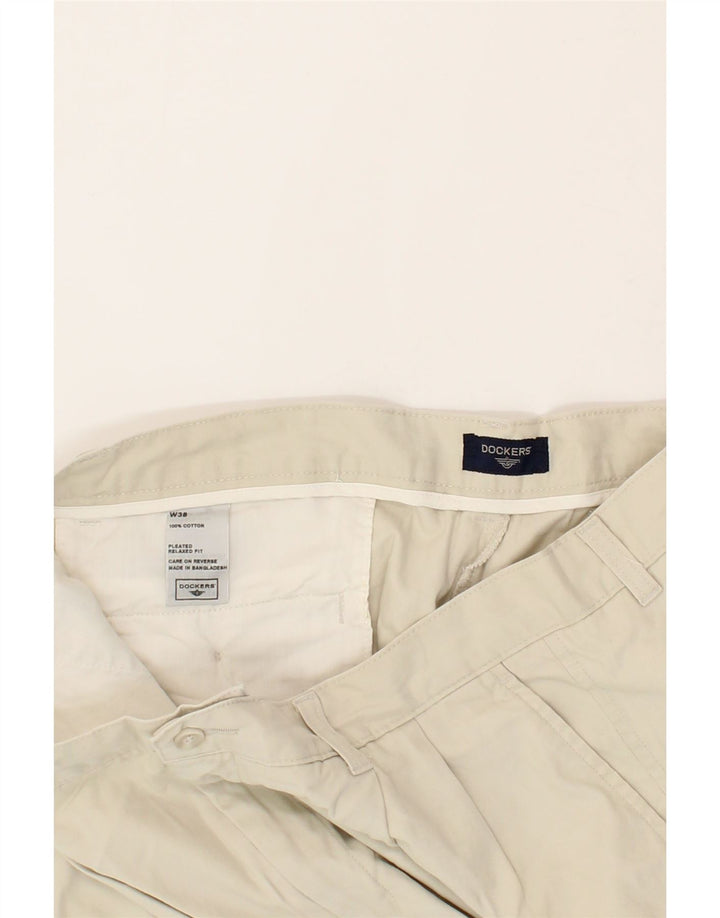 DOCKERS Mens Relaxed Fit Pegged Chino Shorts W38 XL Beige Cotton Vintage Dockers and Second-Hand Dockers from Messina Hembry 