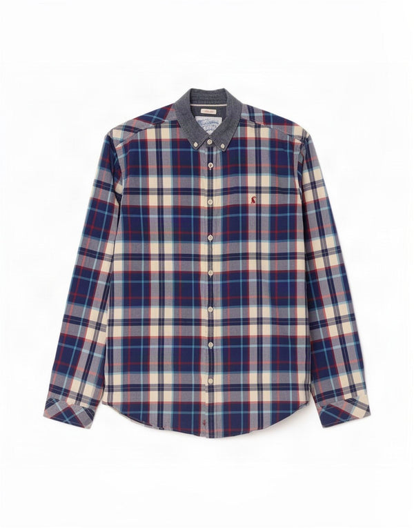 Camisa masculina Joules Slim Fit grande algodão xadrez azul