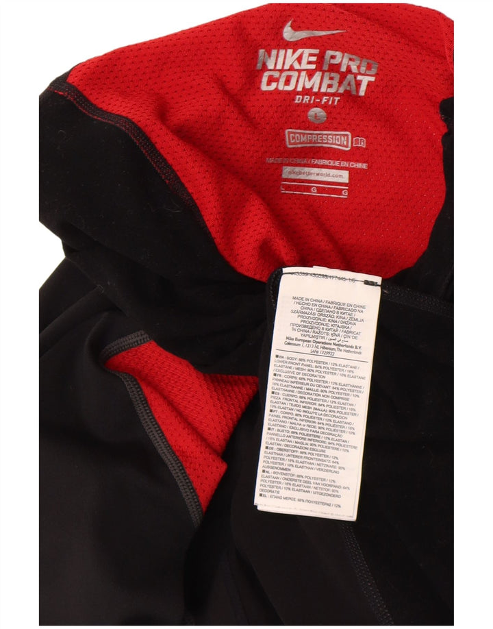 Top de compressão masculino Nike manga comprida grande poliéster colorblock preto