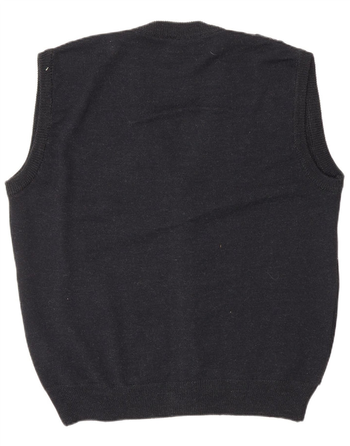 Suéter cardigã masculino sem mangas VINTAGE IT 52 grande cinza Argyle/Diamante