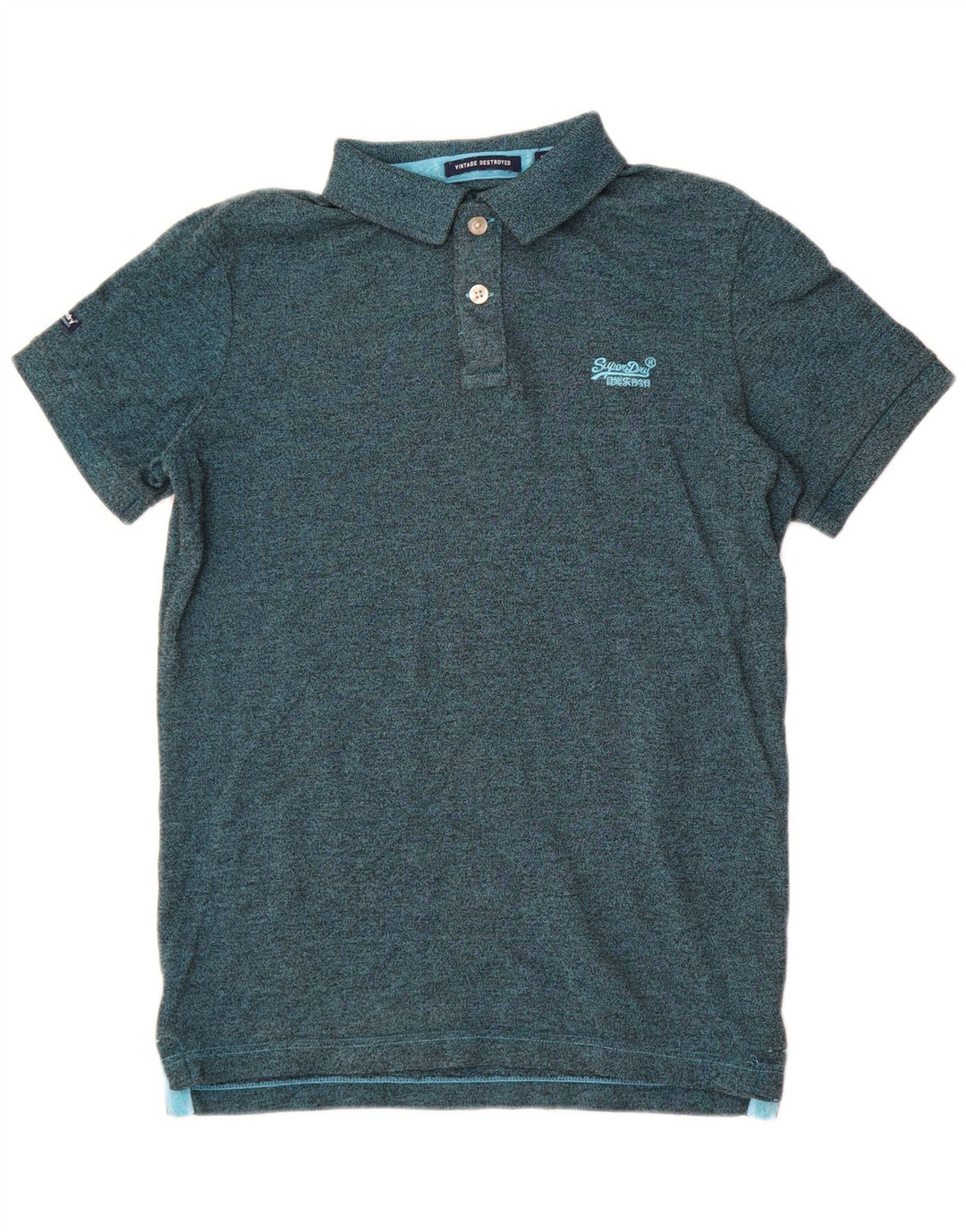 Camisa polo masculina Superdry poliéster manchado verde médio