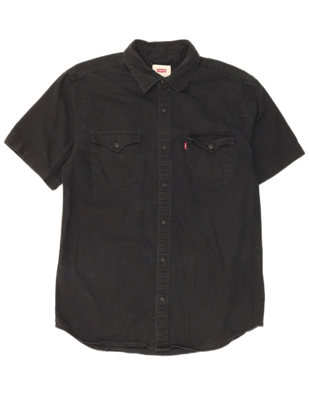 Camisa masculina de manga curta Levi's pequena preta de algodão