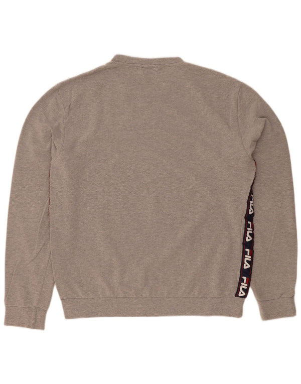 Fila moletom gráfico masculino jumper grande cinza colorblock algodão