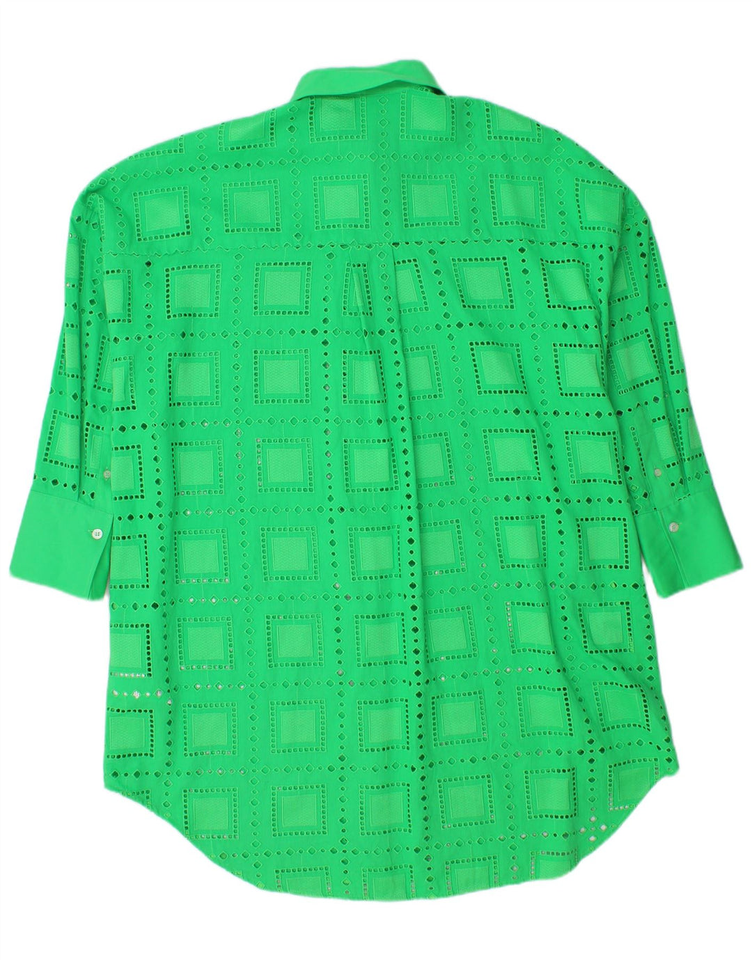 MSGM camisa feminina grande vestido IT 40 algodão geométrico verde médio