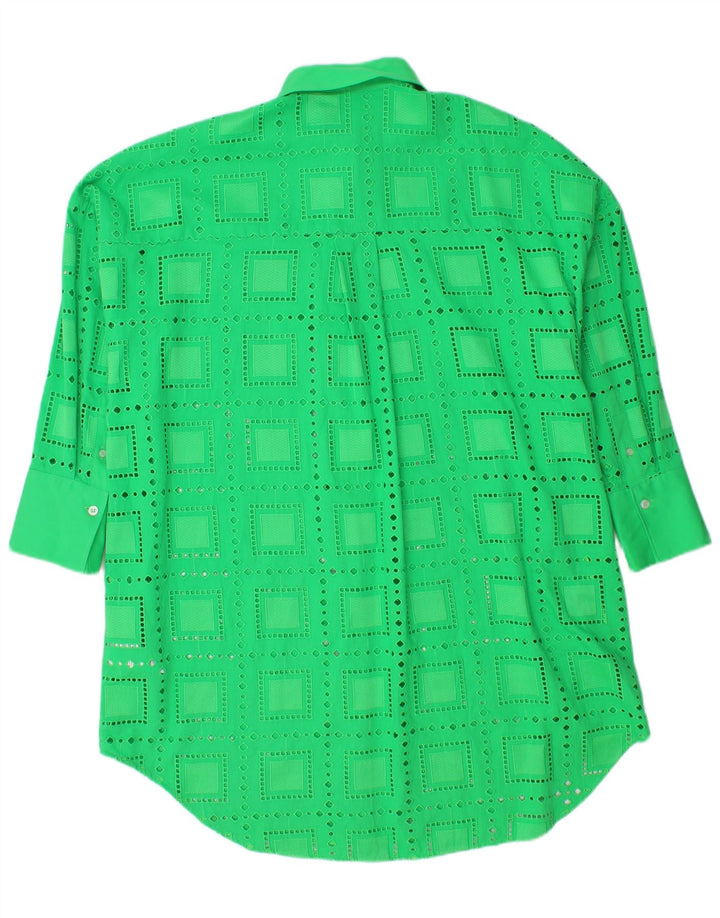 MSGM camisa feminina grande vestido IT 40 algodão geométrico verde médio