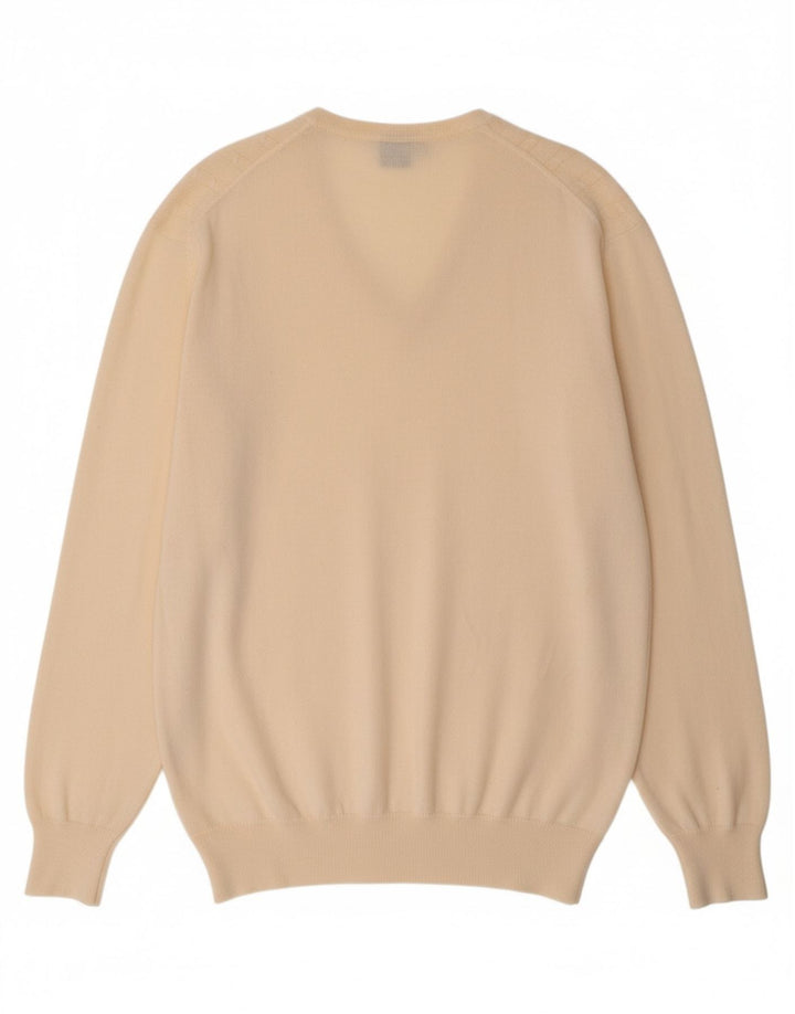 Suéter masculino VINTAGE com decote em V grande off white
