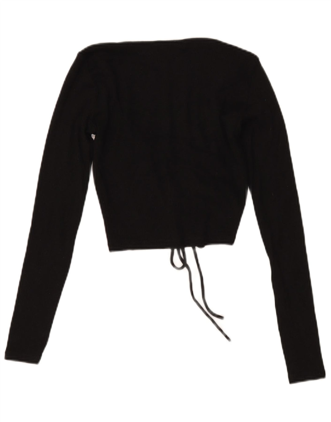 Zara blusa feminina cropped frontal manga comprida Reino Unido 12 algodão preto médio