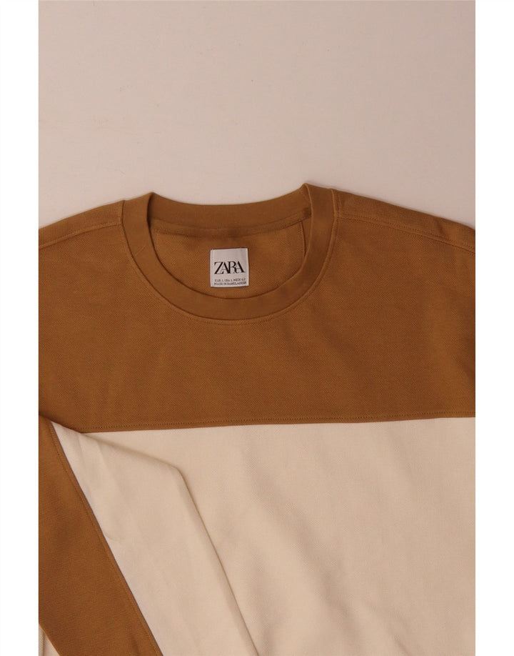 Zara Moletom Masculino Jumper Grande Multicolorido Colorblock Algodão