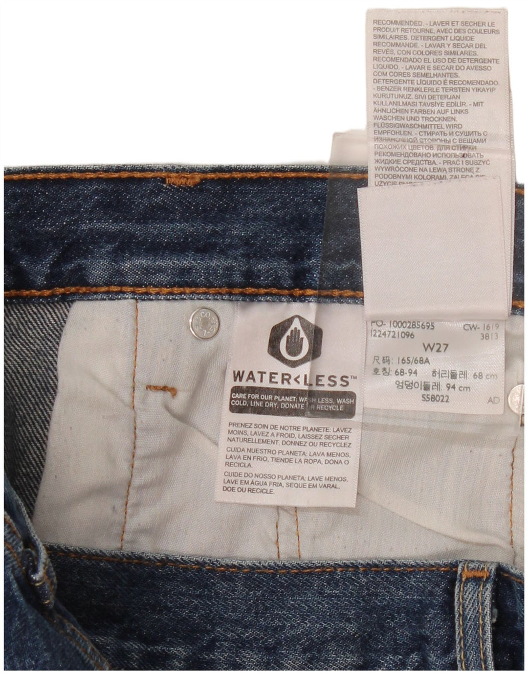 Shorts jeans feminino Levi's 501 desgastado W27 pequeno algodão azul marinho