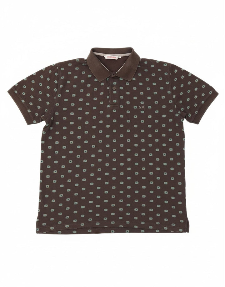 Camisa polo masculina SUN68 grande algodão floral cinza