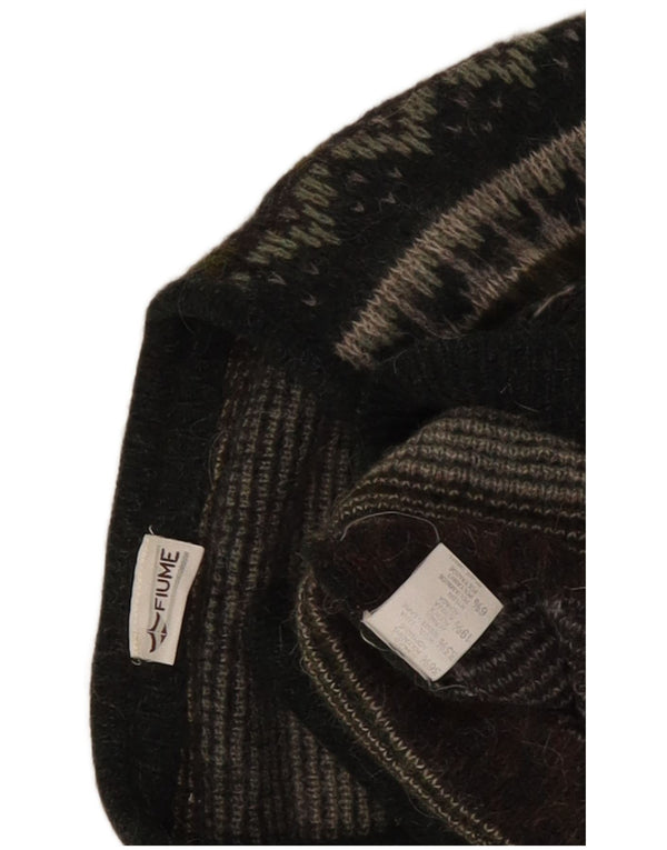 Suéter cardigã masculino Fiume grande cinza Fair Isle acrílico
