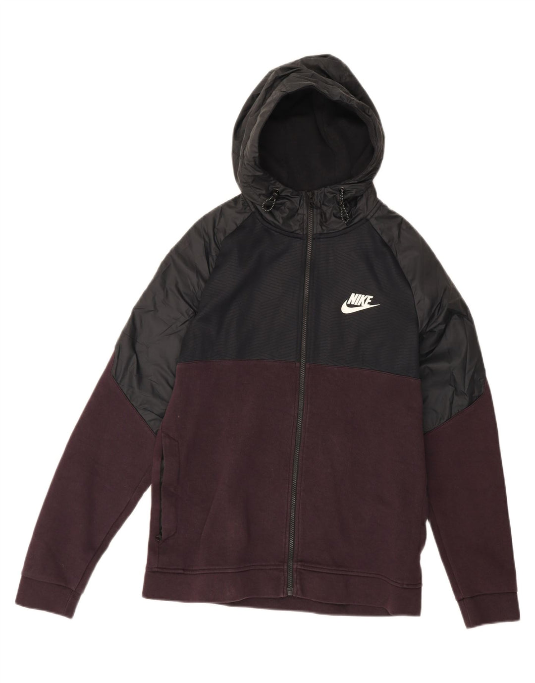 NIKE Mens Zip Hoodie Sweater Large Purple Colourblock Cotton Vintage Nike and Second-Hand Nike from Messina Hembry 