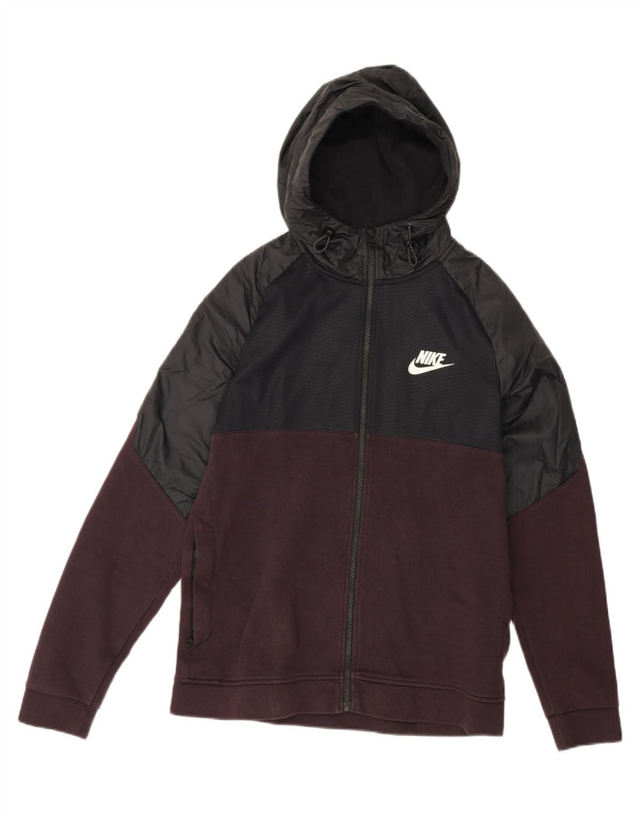 NIKE Mens Zip Hoodie Sweater Large Purple Colourblock Cotton Vintage Nike and Second-Hand Nike from Messina Hembry 