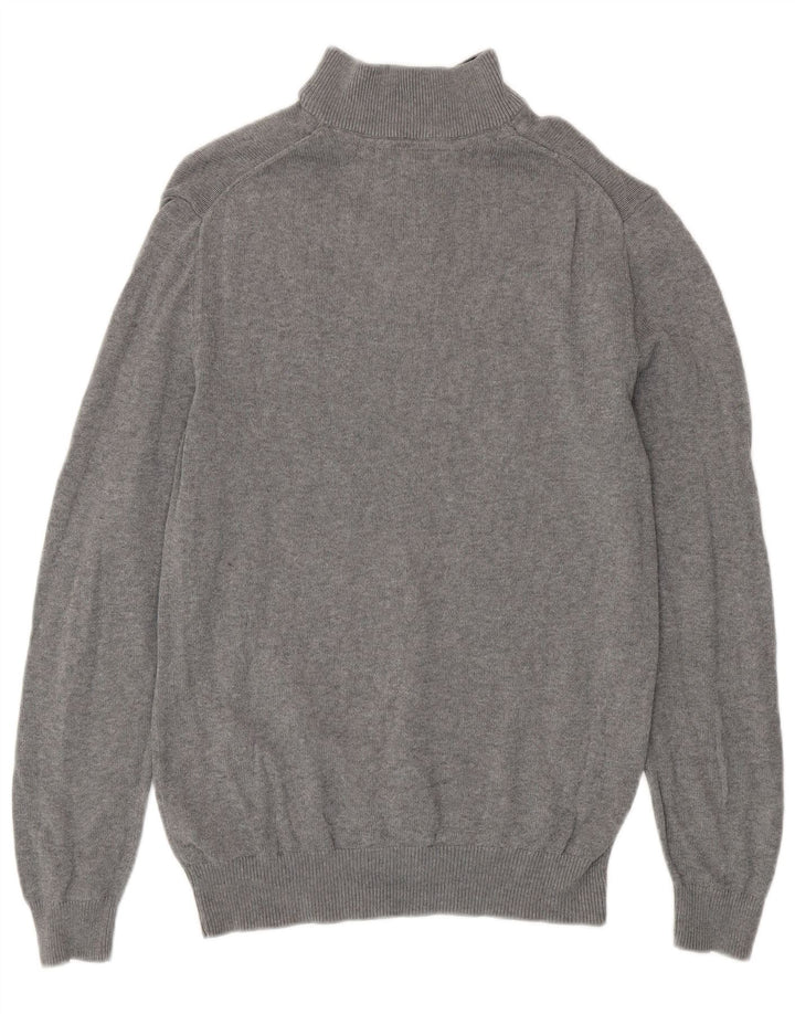 Crew Clothing Mens Zip Neck Jumper Sweater Pequeno Algodão Cinza