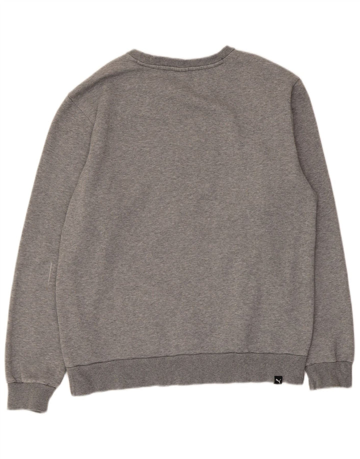 Puma masculino gráfico moletom jumper médio cinza algodão manchado