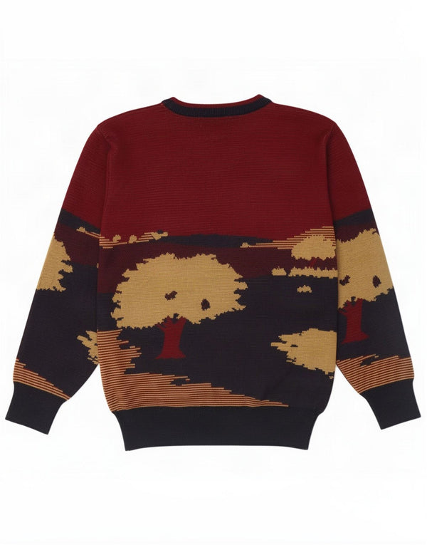 Suéter vintage masculino Golf Graphic com gola redonda pequeno Borgonha