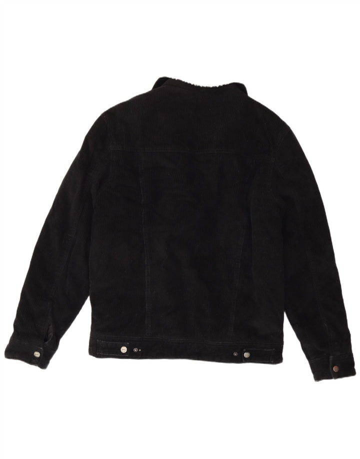 Zara Mens Sherpa Corduroy Jacket UK 38 Médio Algodão Preto