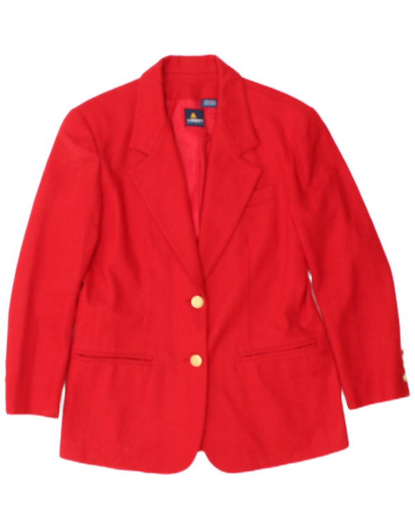 Jaqueta blazer feminina vintage de 2 botões US 4 pequena lã vermelha