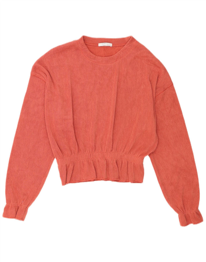 Blusa feminina Zara manga comprida oversized UK 10 poliéster rosa pequeno