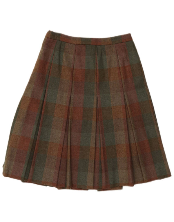 Saia feminina vintage plissada linha A W25 XS verde xadrez