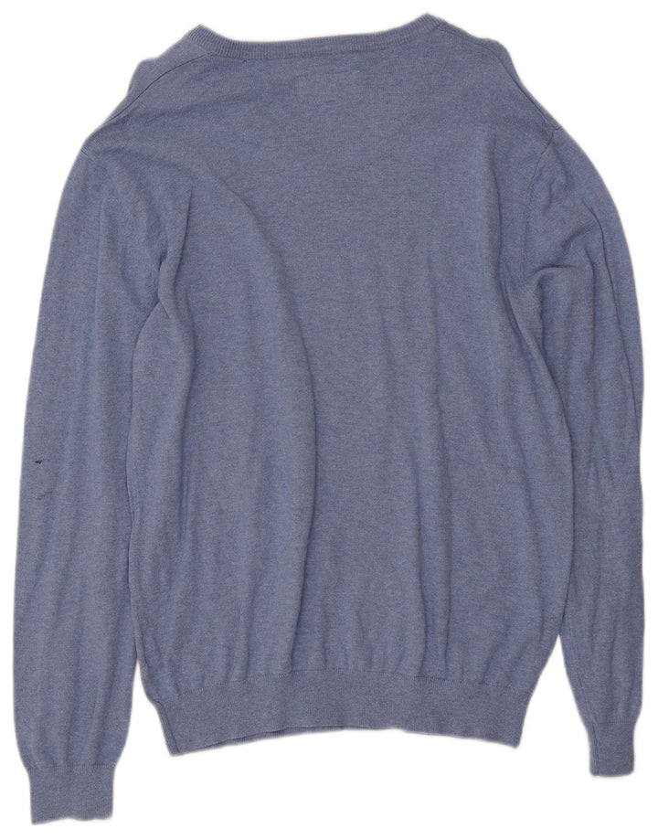 JACK WILLS Suéter masculino com decote em V XL algodão azul