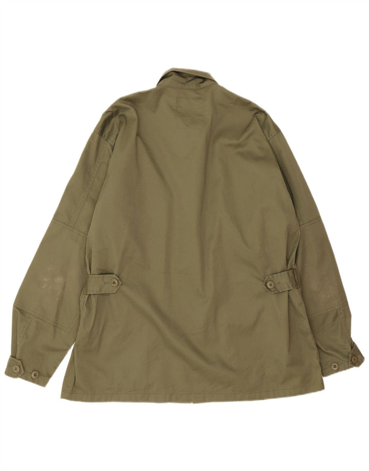Jaqueta utilitária masculina vintage UK 40 poliéster cáqui grande