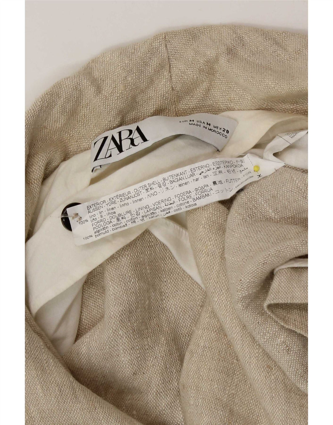 Jaqueta blazer feminina Zara com peito duplo Reino Unido 14 linho bege médio