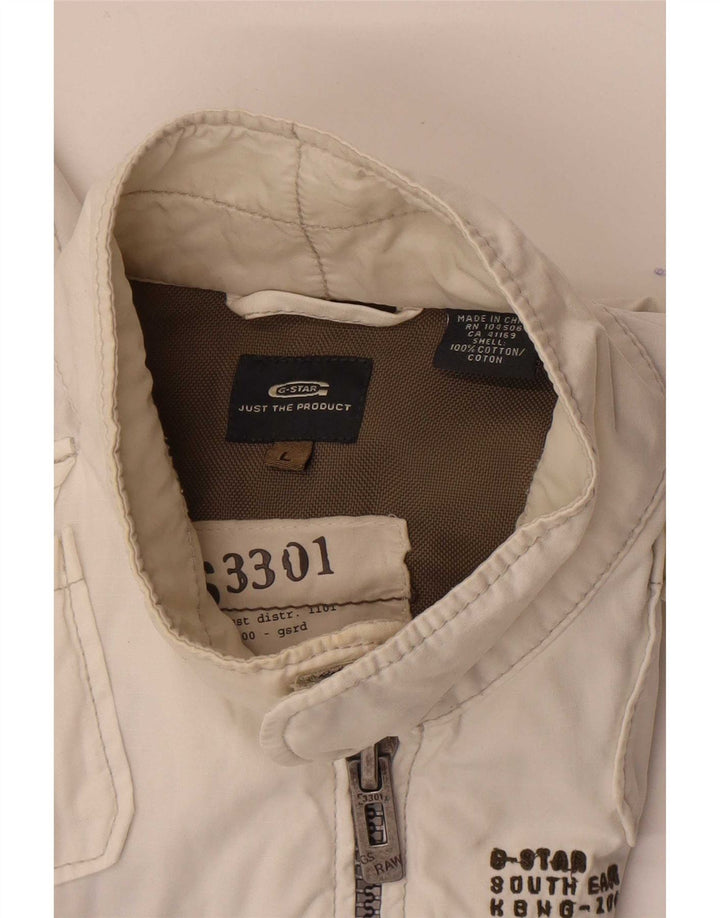 Jaqueta utilitária masculina G-Star UK 40 grande algodão branco