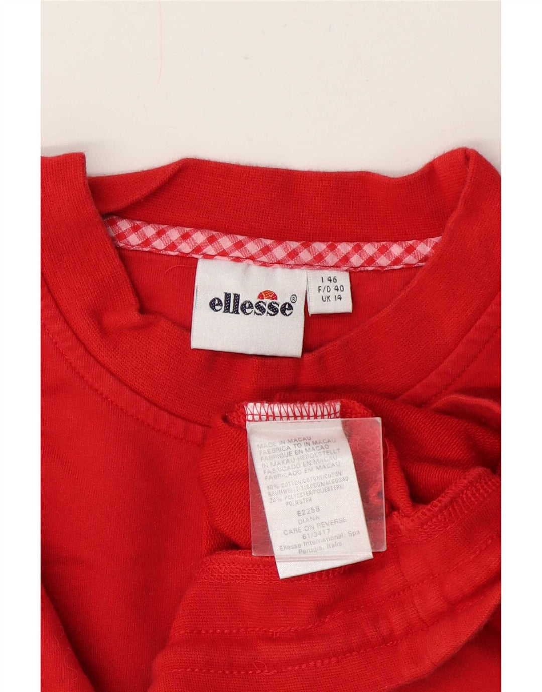 Suéter Ellesse feminino cropped UK 14 médio algodão vermelho