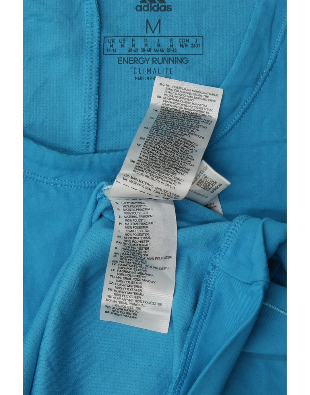 ADIDAS Womens Climalite Top Manga Longa UK 12/14 Medium Blue Colourblock