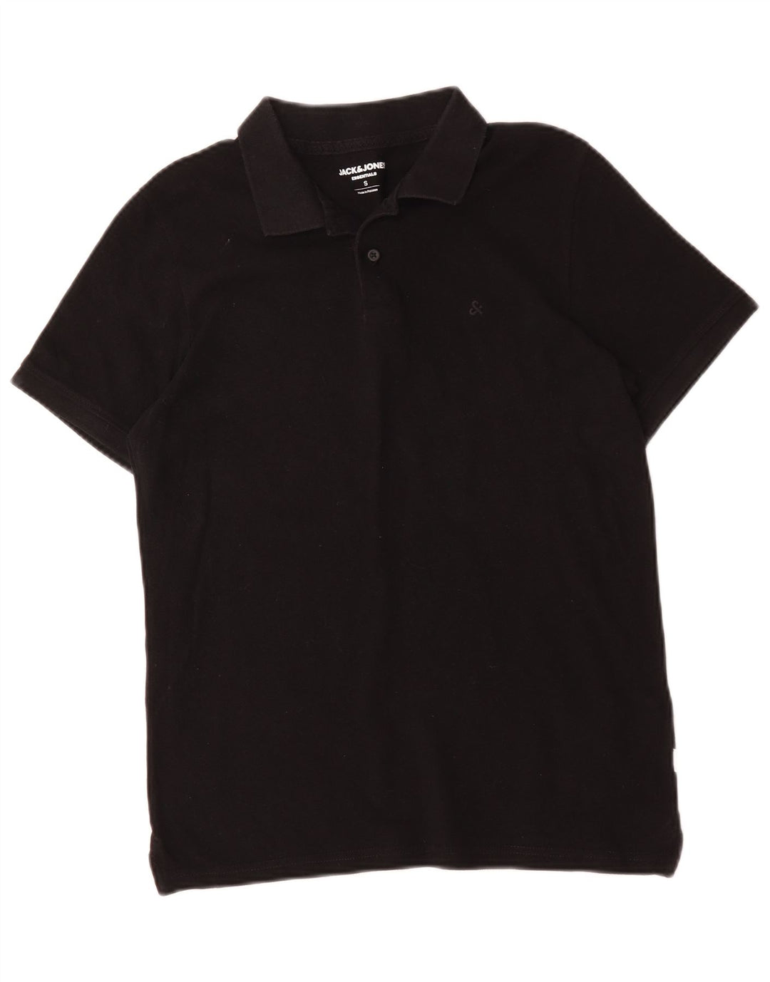Camisa polo masculina Jack & Jones pequena de algodão preto