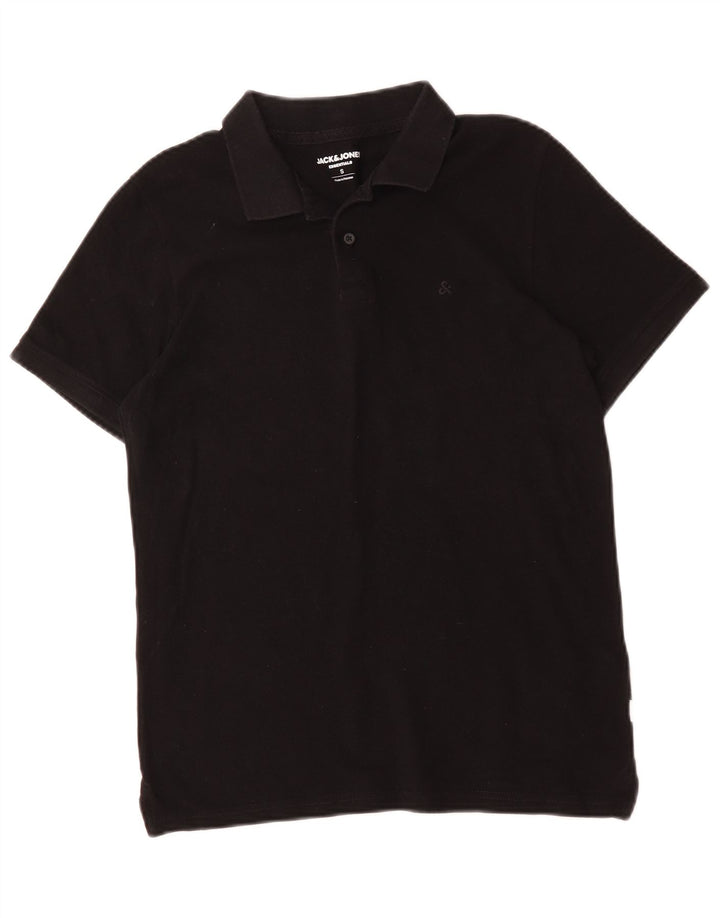 Camisa polo masculina Jack & Jones pequena de algodão preto