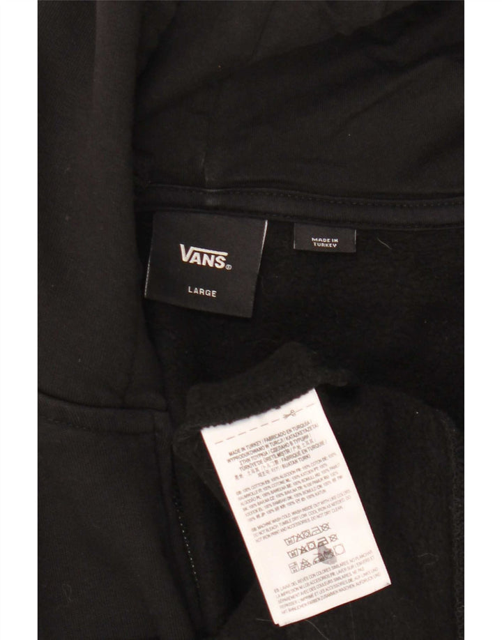 Suéter Vans masculino com capuz e zíper gráfico grande de algodão preto