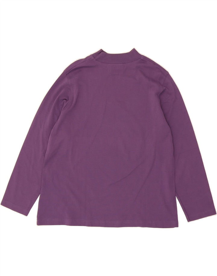 VINTAGE Womens Top Long Sleeve EU 46 XL Purple Floral Cotton Vintage Vintage and Second-Hand Vintage from Messina Hembry 