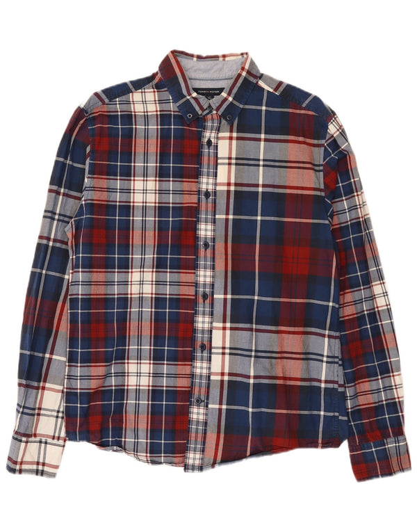 Camisa masculina Tommy Hilfiger Regular Fit de algodão xadrez azul médio