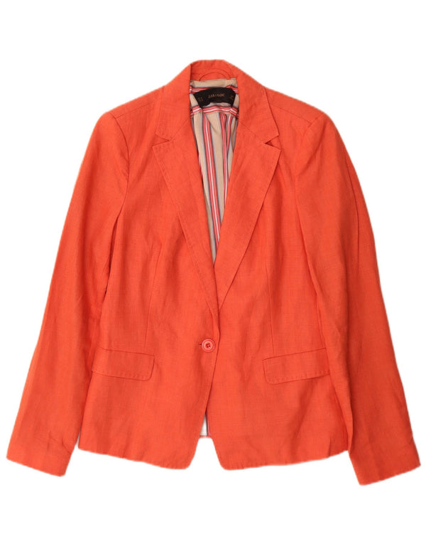 Jaqueta blazer feminina Zara com 1 botão Reino Unido 12 médio laranja
