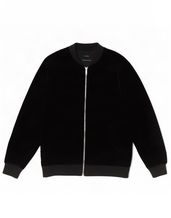 Zara Mens Bomber Jacket UK 40 Grande Poliéster Preto