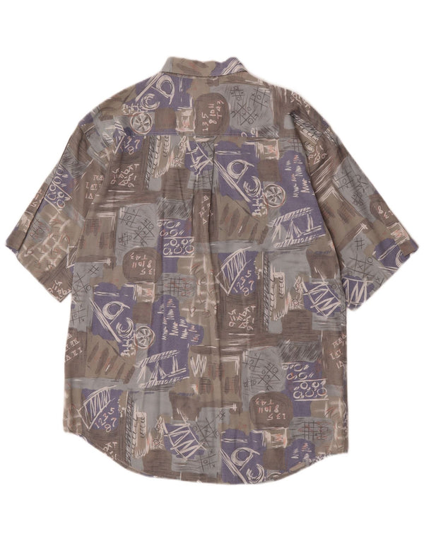 Jean Legalli Camisa masculina gráfica de manga curta tamanho 41/42 cinza grande